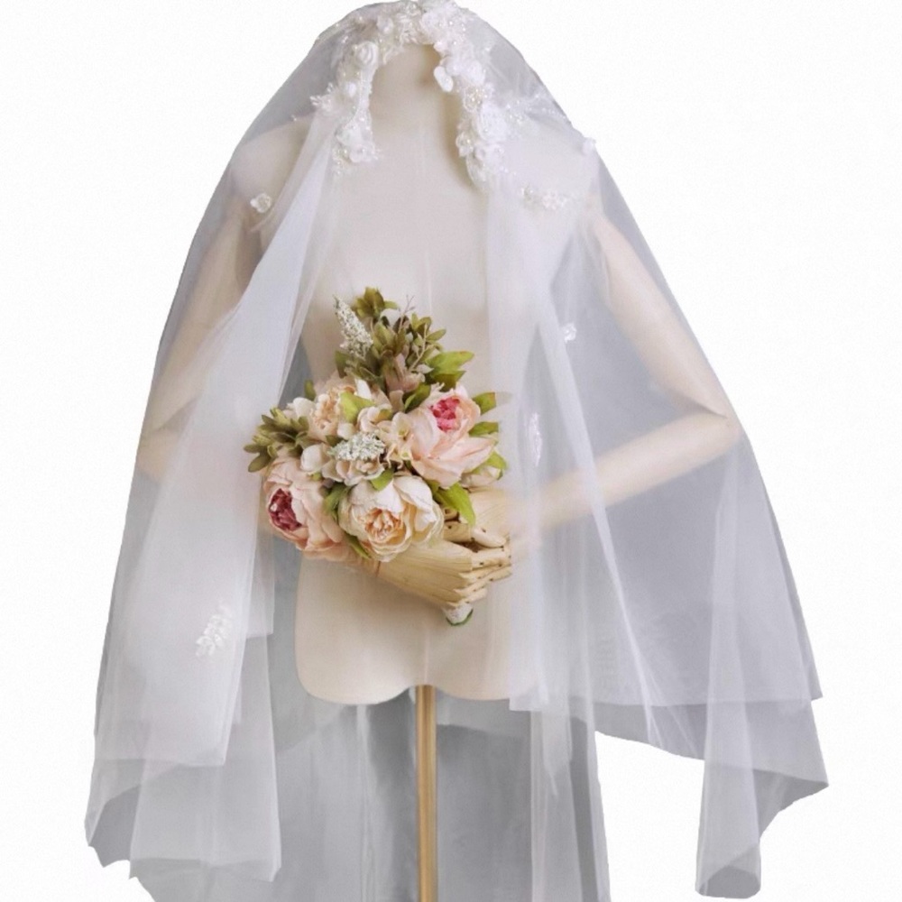 NWT wedding veil bridal tulle cape beaded fairy romantic